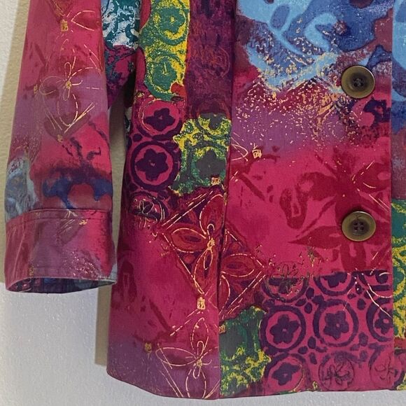 Coldwater Creek - 3/4 Sleeve Colorful Artsy Jacket - size 12 - Picture 5 of 7